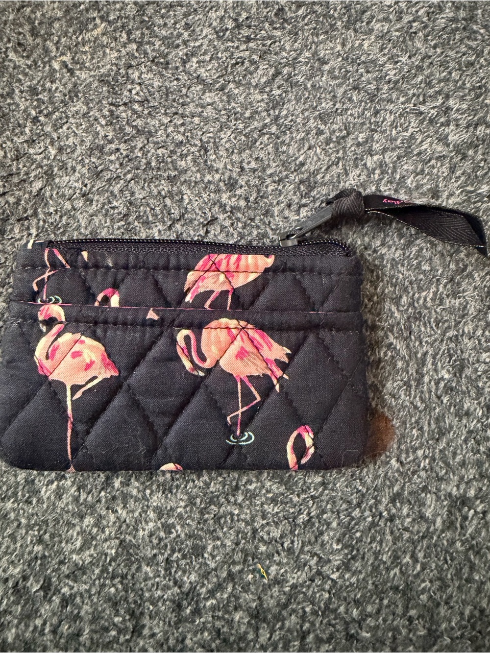 Vera Bradley Navy Quilted Card Holder in Flamingo Fiesta Print